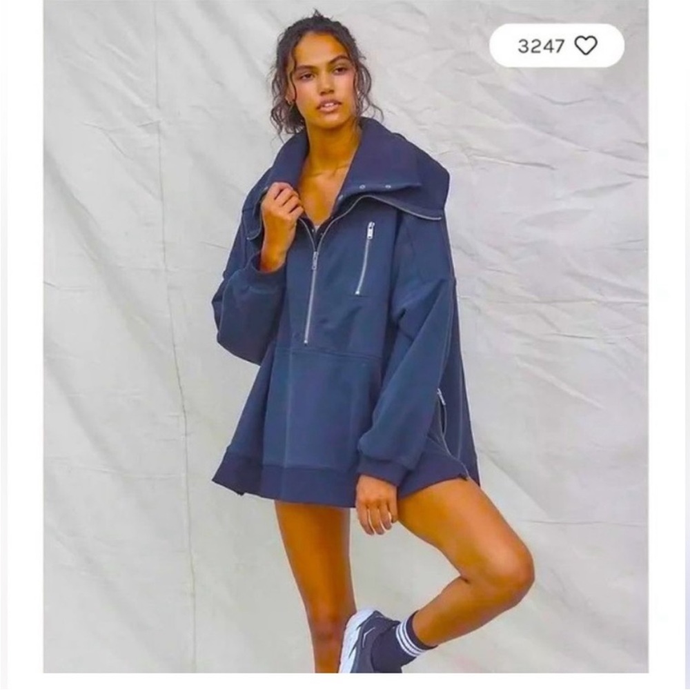 Free People Movement Venture Pullover Blue Half Zip Large